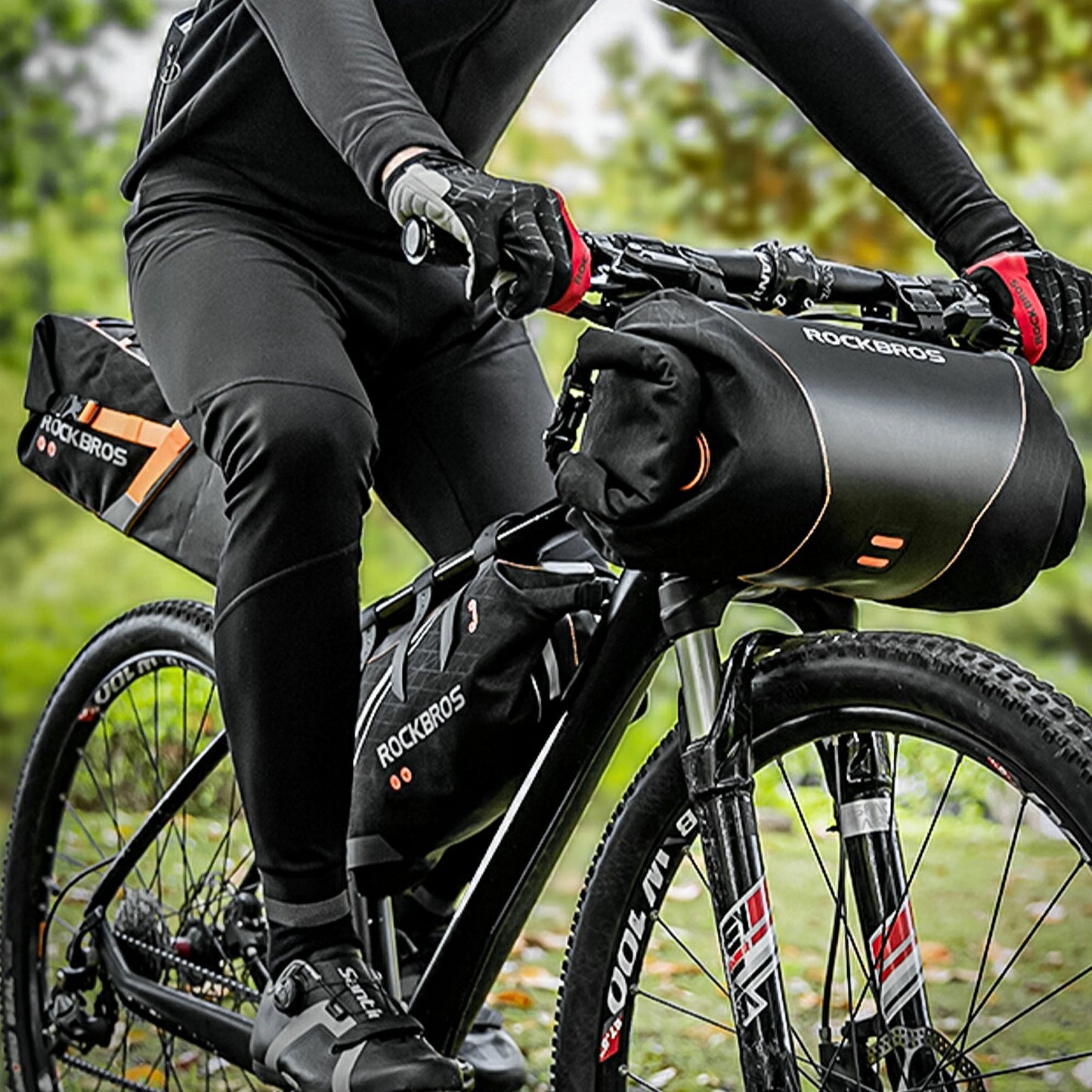 ROCKBROS フロントバッグ 自転車 ハンドルバーバッグ 2L ロールトップ ライト取付対応 30990009001