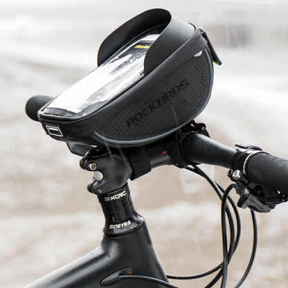 ROCKBROS スマホホルダー 一体型 自転車 フロントバッグ タッチパネル対応 6.2インチ以下 高防水設計 010-4BK