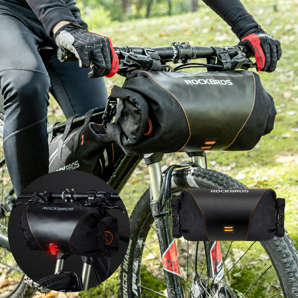 ROCKBROS フロントバッグ 自転車 ハンドルバーバッグ 2L ロールトップ ライト取付対応 30990009001