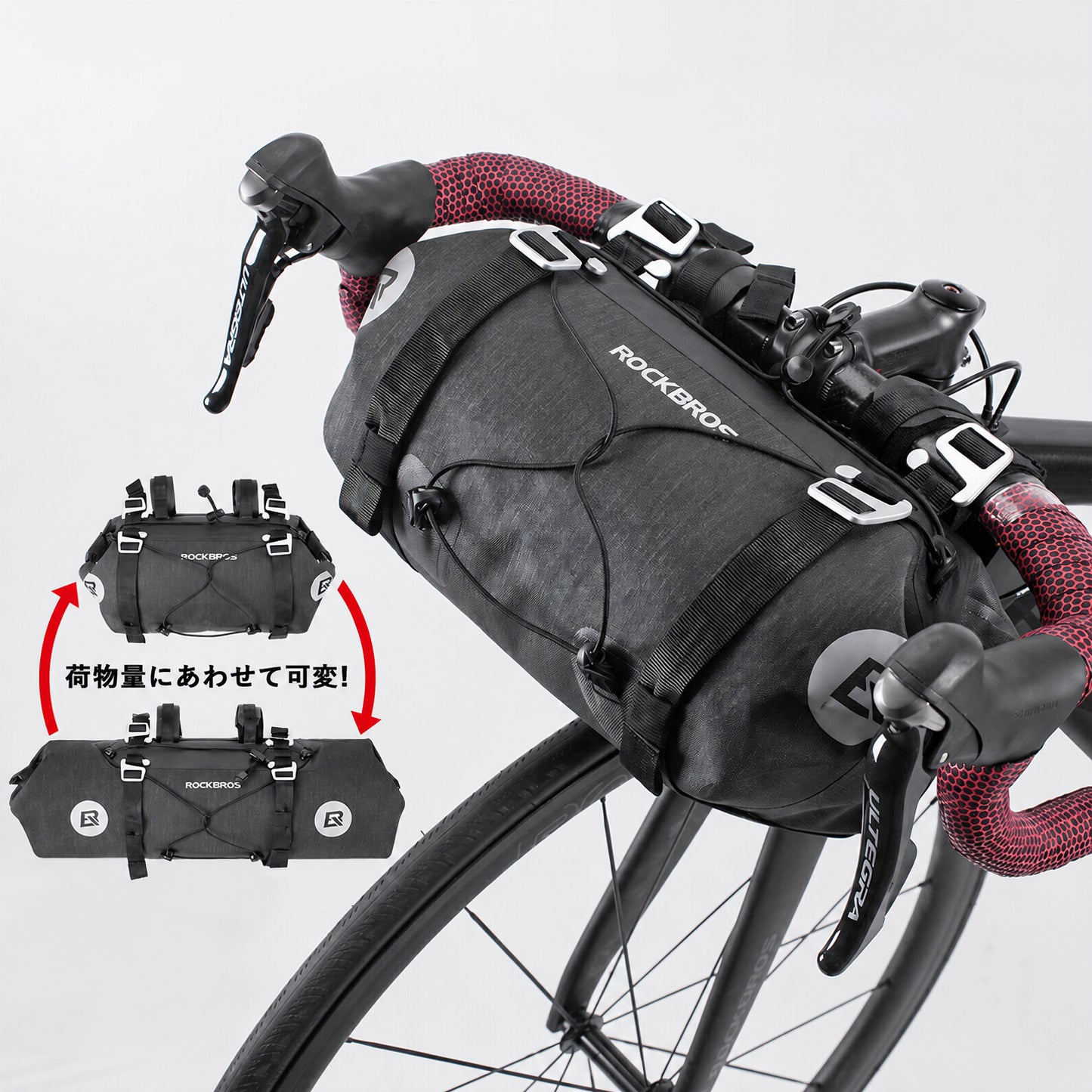 ROCKBROS フロントバッグ 防水 ハンドルバーバッグ 14-15L 大容量 バイクパッキング 自転車 AS-015