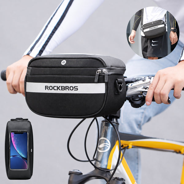 ROCKBROS フロントバッグ スマホケース一体型 2WAY 自転車 ハンドルバーバッグ 4.5L タッチ対応 B27