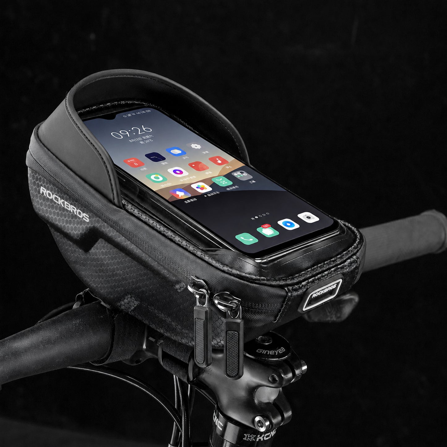 ROCKBROS スマホホルダー 自転車 トップチューブバッグ 6.2インチ以下対応 防水 タッチパネル対応 バイザー付き B70