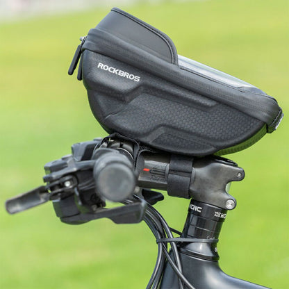 ROCKBROS スマホホルダー 自転車 トップチューブバッグ 6.2インチ以下対応 防水 タッチパネル対応 バイザー付き B70