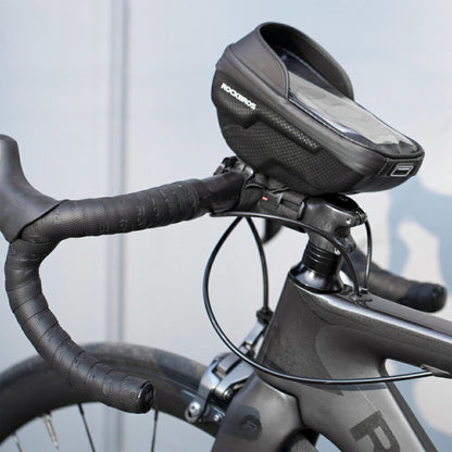ROCKBROS スマホホルダー 自転車 トップチューブバッグ 6.2インチ以下対応 防水 タッチパネル対応 バイザー付き B70