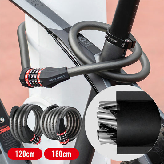 ROCKBROS 自転車 ワイヤーロック ダイヤル 5桁式 RKS507