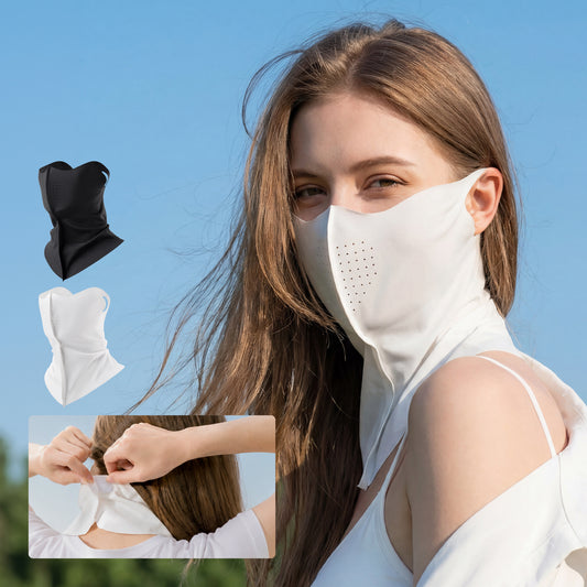 ROCKBROS フェイスカバー 接触冷感 UPF50+ かぶらない 後ろベルクロ 首まで UVカット 11260002