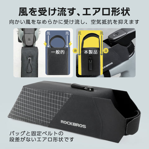 ROCKBROS 防水 トップチューブバッグ エアロ スリム幅 5.5cm 0.6L 78g 30120139001