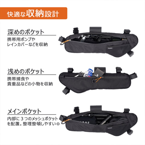 Qunature 自転車 撥水 スリム フレームバッグ 30180027