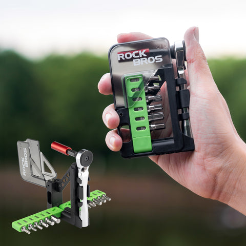 ROCKBROS ミニラチェット 自転車工具 12in1 携帯マルチツール 六角 トルクス 延長棒付き 430034001