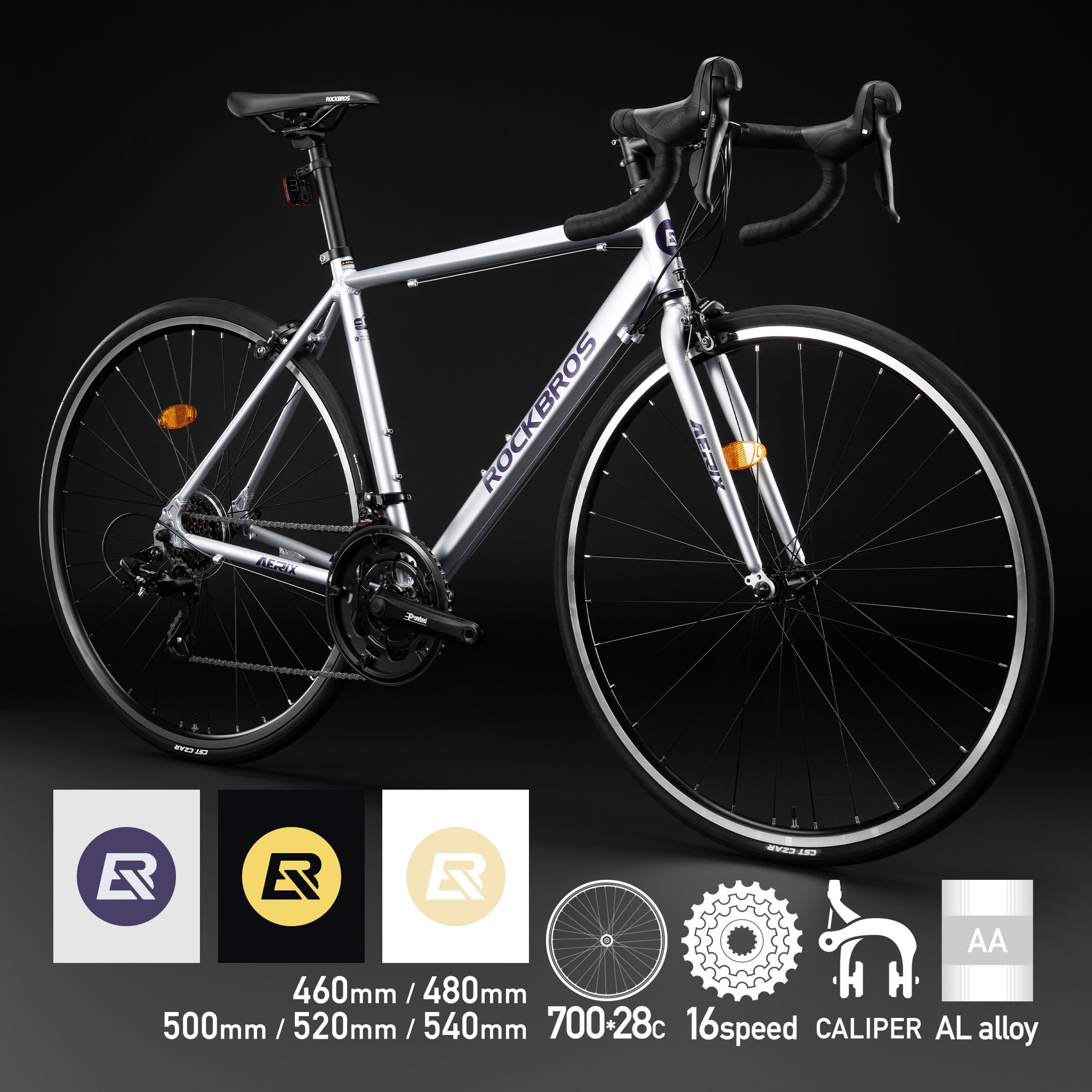 ロードバイク 自転車　ブリヂストン　訳あり ROCKBROS ロードバイク 700×28C 16speed Dual Control アルミフレーム