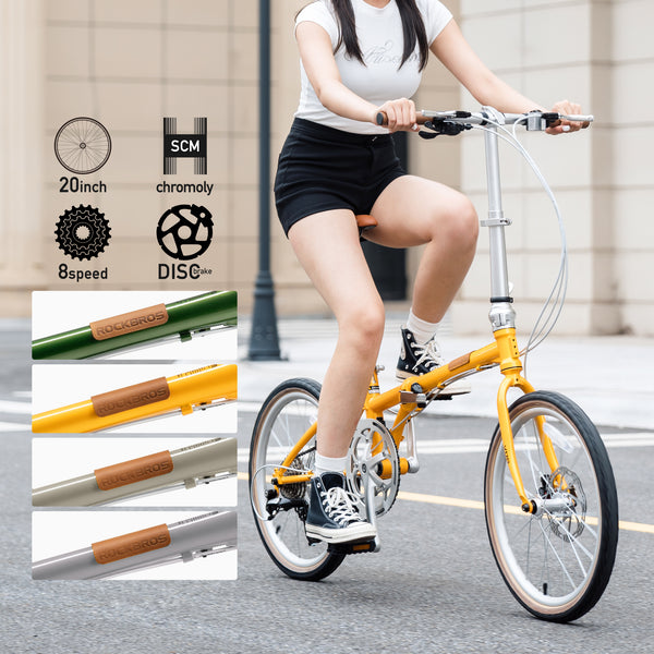 ROCKBROS 20インチ 8speed クロモリフレーム 折りたたみ自転車 VDS-20M