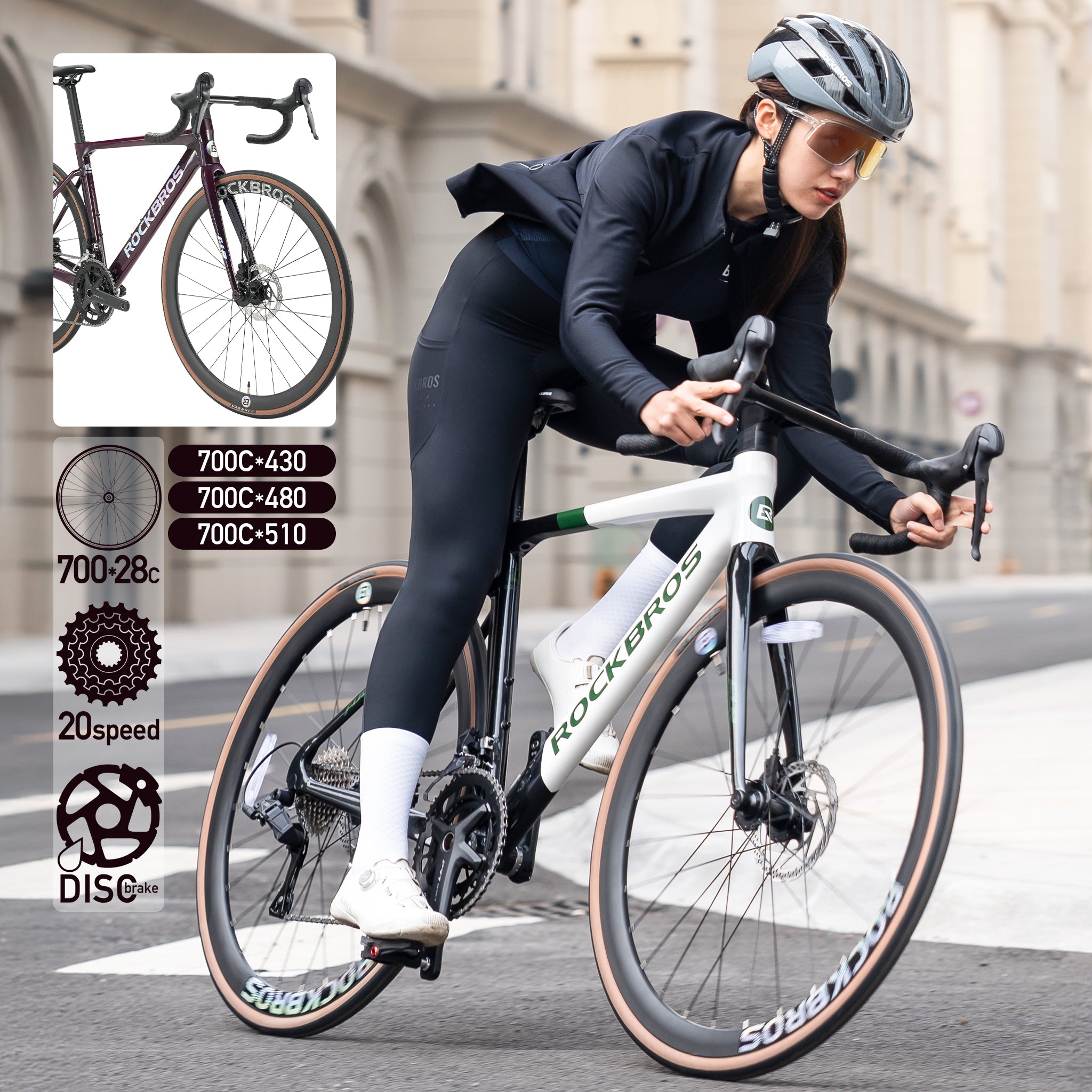 ROCKBROS ロードバイク 700×28C 20speed 油圧式ディスクブレーキ W3